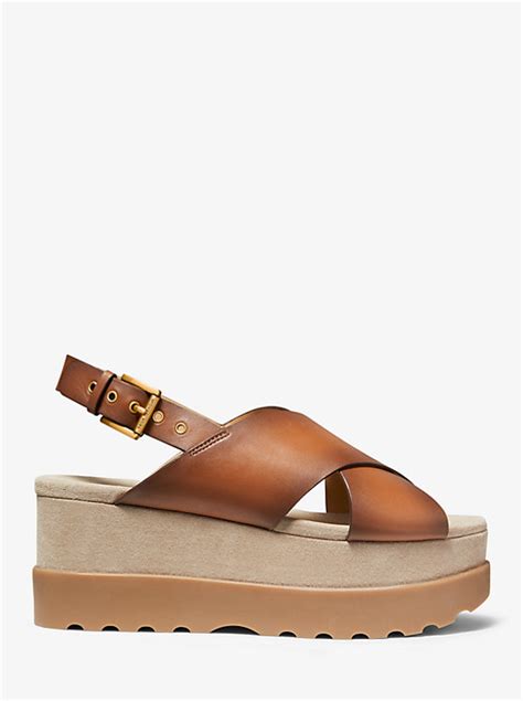 becker michael kors|Becker Burnished Leather Flatform Sandal .